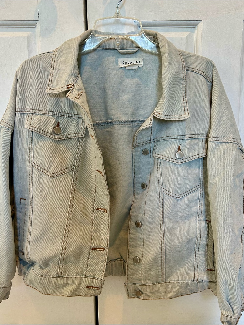 Cavalini women’s oversized Light Beige Denim Trucker Jacket